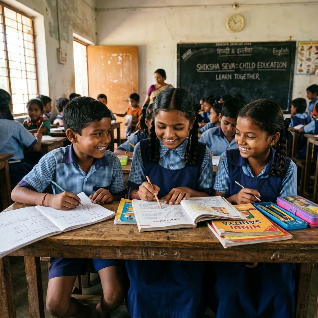 Umeed Foundation volunteer helping underprivileged children